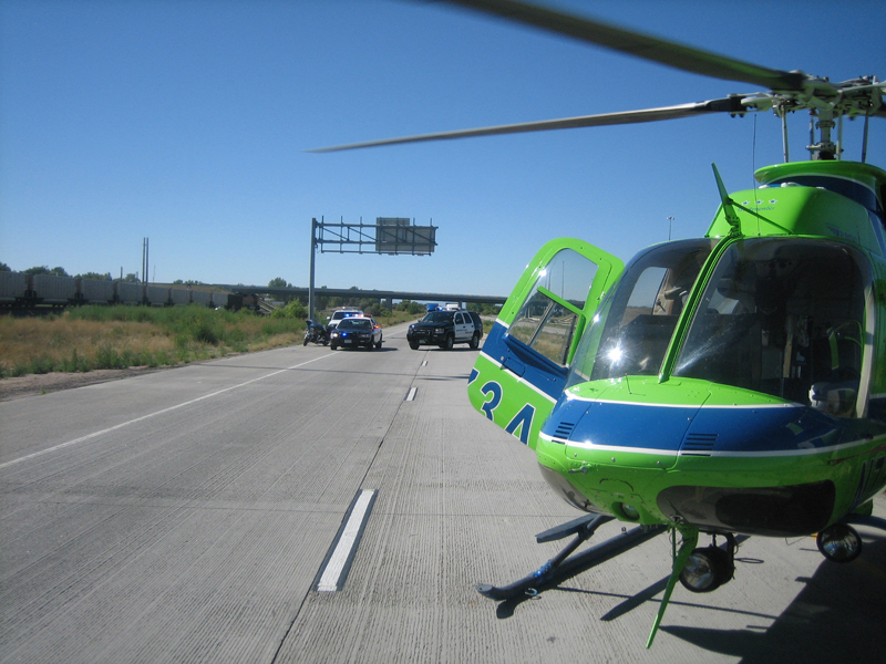 Heli parked on highway